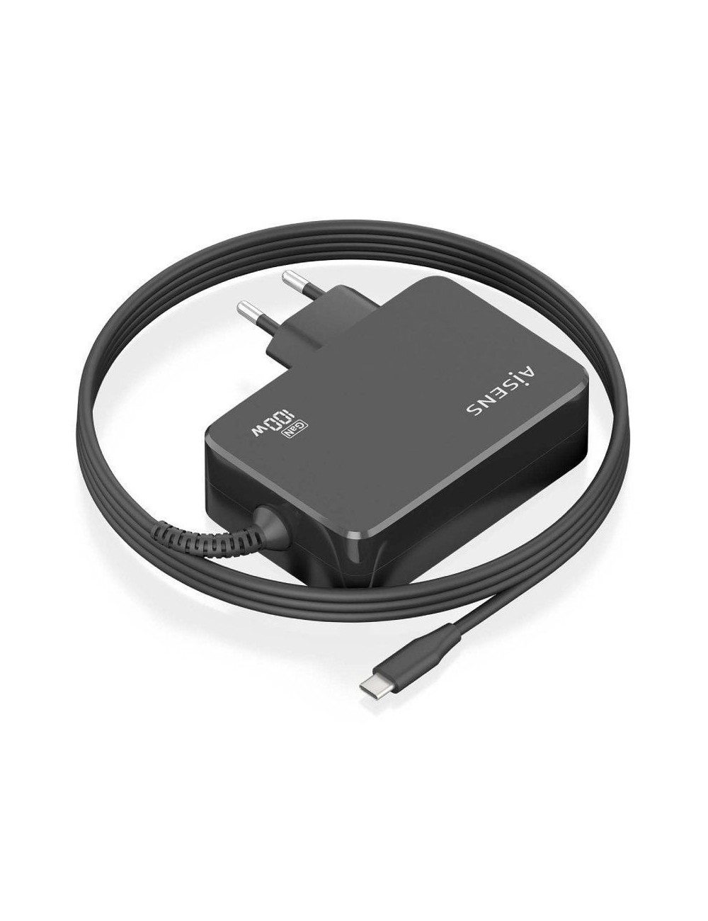 Cargador de Portátil GaN Aisens ASCH-1PD100WL50-BK USB Tipo-C/ 100W/ Automático/ Voltaje 5-20V