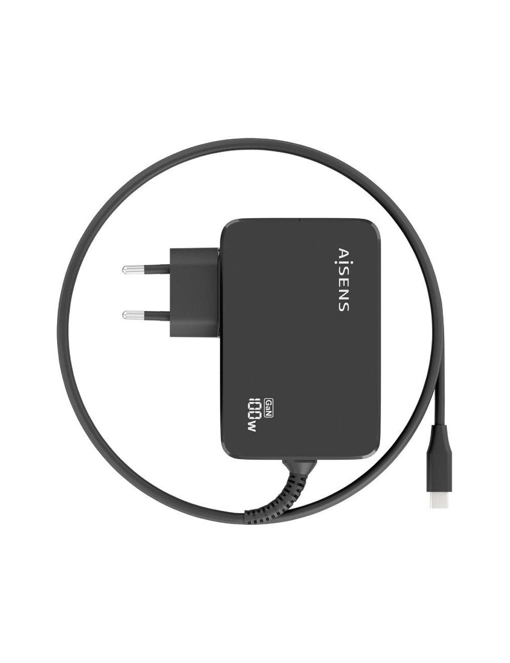 Cargador de Portátil GaN Aisens ASCH-1PD100WL50-BK USB Tipo-C/ 100W/ Automático/ Voltaje 5-20V