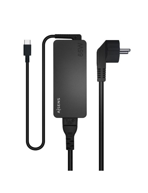 Cargador de Portátil Aisens ASCH-1PD65D-BK/ 1xUSB Tipo-C/ 65W/ Automatico/ Voltaje 5-20V