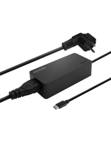 Cargador de Portátil Aisens ASCH-1PD65D-BK/ 1xUSB Tipo-C/ 65W/ Automatico/ Voltaje 5-20V