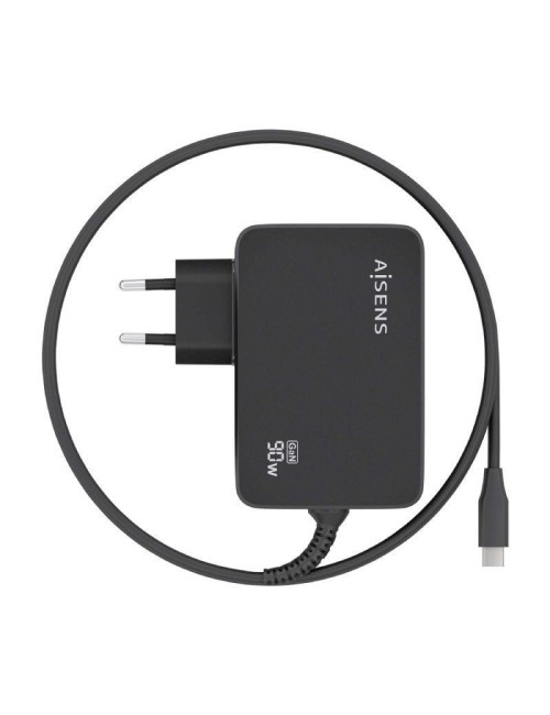 Cargador de Portátil GaN Aisens ASCH-1PD90WL034-BK/ 1xUSB Tipo-C + Cable 1.8m/ 90W/ Automático/ Voltaje 5-20V