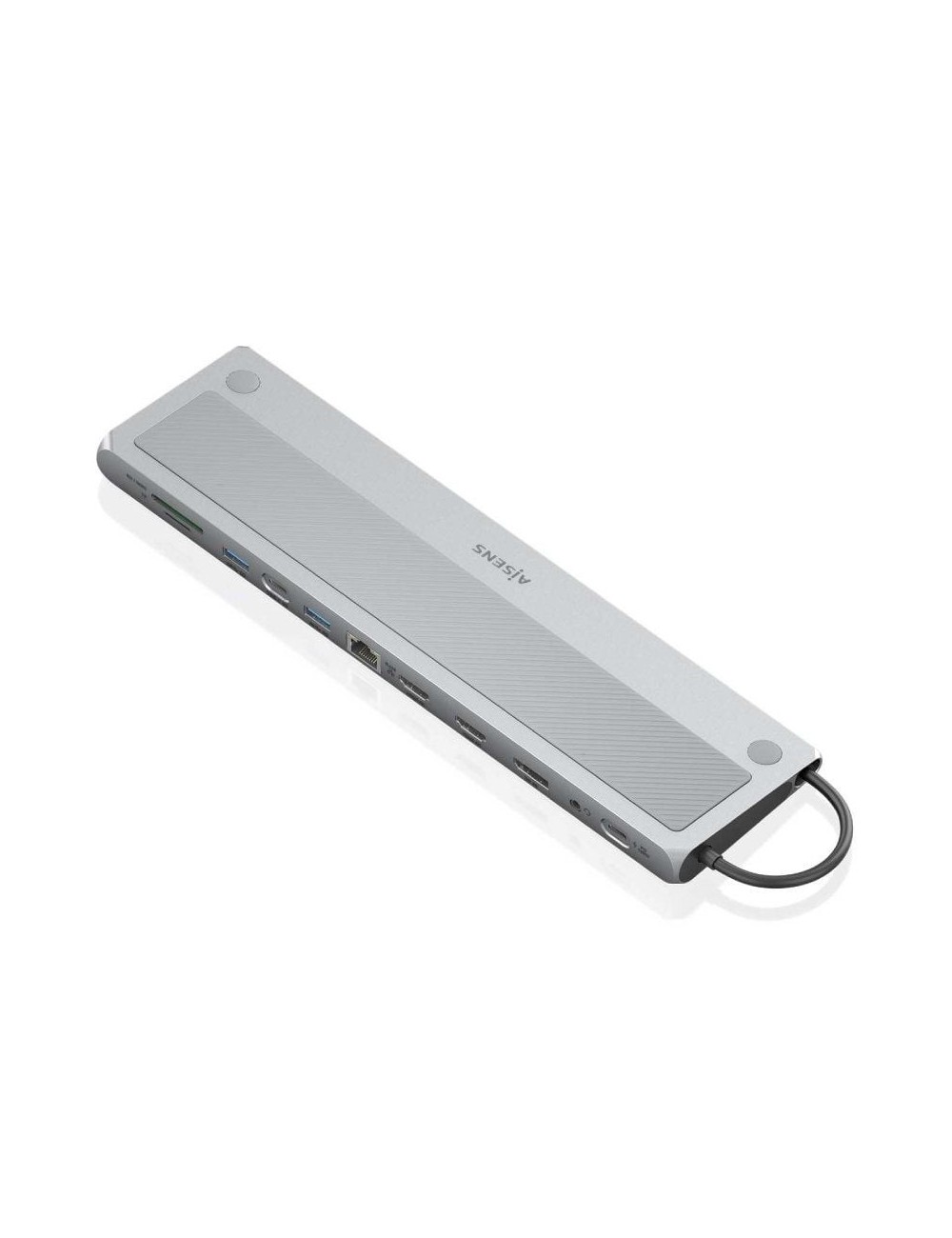 Docking USB Tipo-C Aisens ASUC-12P020-GR/ 2xHDMI 4K/ 3xUSB/ 1xUSB Tipo-C/ 1xRJ45/ 1xDisplayPort/ 1xLector Tarjetas/ 1xUSB Tipo-C