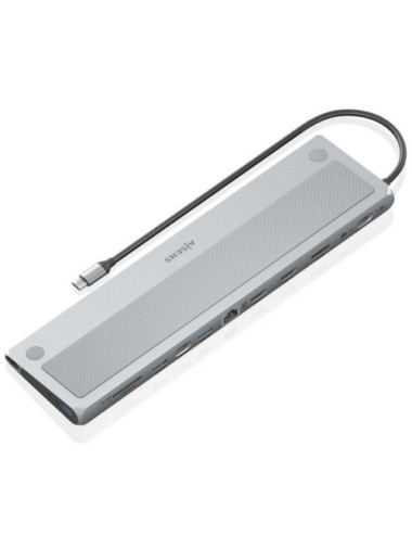 Docking USB Tipo-C Aisens ASUC-12P020-GR/ 2xHDMI 4K/ 3xUSB/ 1xUSB Tipo-C/ 1xRJ45/ 1xDisplayPort/ 1xLector Tarjetas/ 1xUSB Tipo-C
