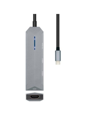 Docking USB Tipo-C Aisens ASUC-4P002-GR/ 1xHDMI 4K/ 2xUSB/ 1xUSB Tipo-C PD/ Gris