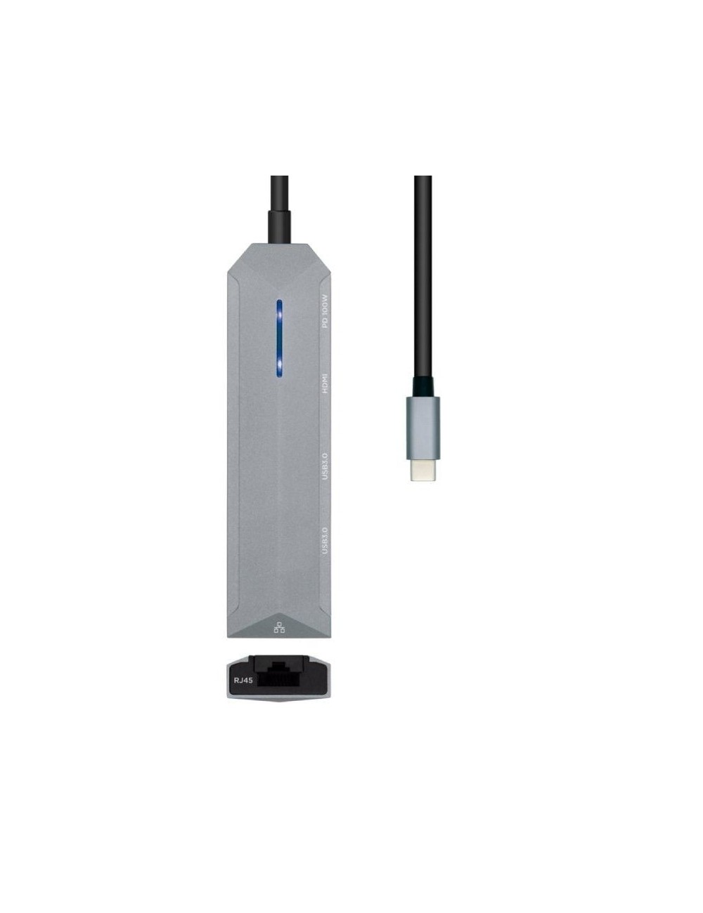Docking USB Tipo-C Aisens ASUC-5P003-GR/ 1xHDMI 4K/ 2xUSB/ 1xRJ45/ 1xUSB Tipo-C PD/ Gris