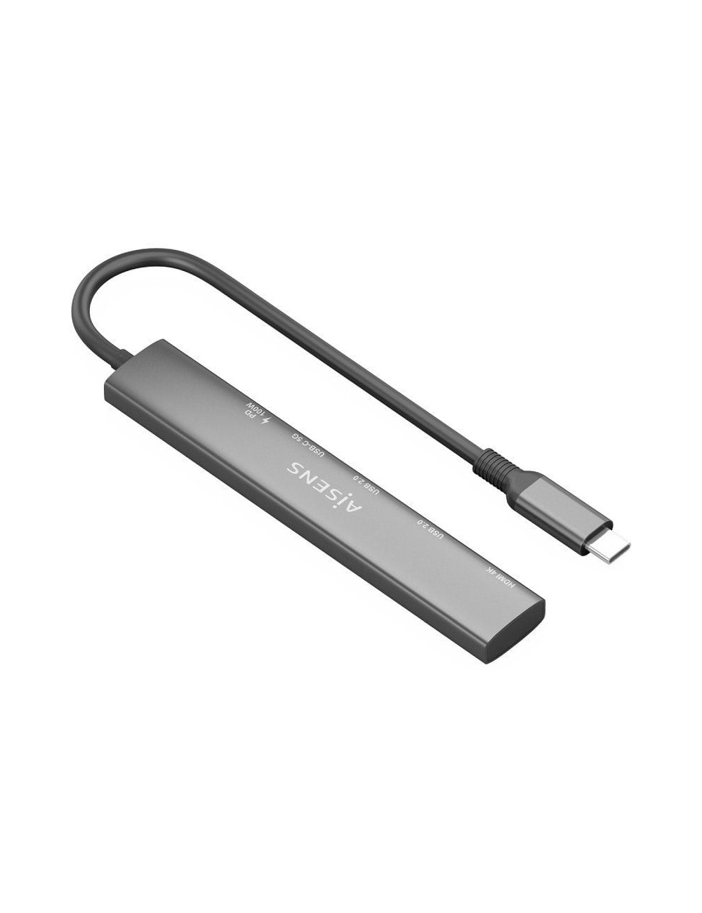 Docking USB Tipo-C Aisens ASUC-5P022-GR/ 1xHDMI 4K/ 2xUSB/ 1xUSB Tipo-C/ 1xUSB Tipo-C PD/ Gris