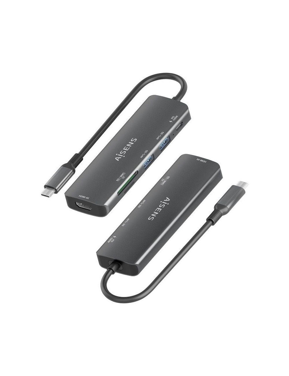 Docking USB Tipo-C Aisens ASUC-6P023-GR/ 1xHDMI 4K/ 2xUSB/ 1xUSB Tipo-C PD/ 1xLector Tarjetas/ Gris