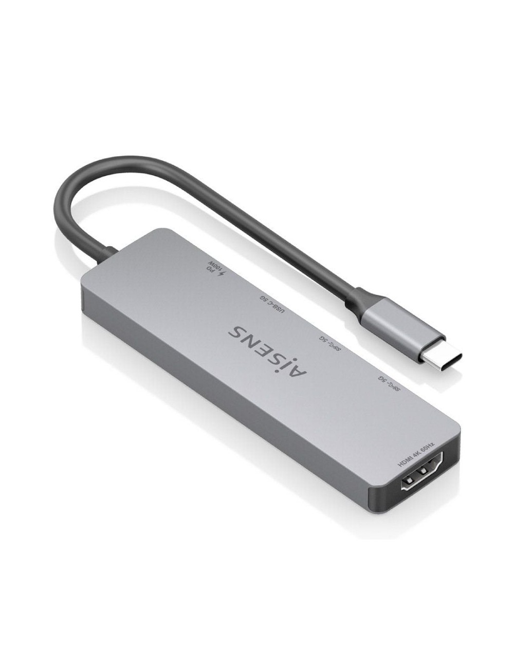 Docking USB Tipo-C Aisens ASUC-5P028-GR/ 1xHDMI 4K/ 2xUSB/ 2xUSB Tipo-C/ 1xUSB Tipo-C PD/ Gris