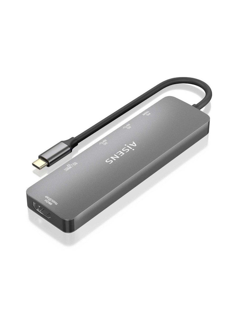 Docking USB Tipo-C Aisens ASUC-6P016-GR/ 1xHDMI 4K/ 2xUSB/ 1xLector Tarjetas/ 1xUSB Tipo-C PD/ Gris