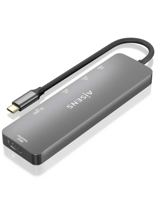 Docking USB Tipo-C Aisens ASUC-6P016-GR/ 1xHDMI 4K/ 2xUSB/ 1xLector Tarjetas/ 1xUSB Tipo-C PD/ Gris