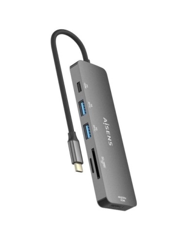 Docking USB Tipo-C Aisens ASUC-6P016-GR/ 1xHDMI 4K/ 2xUSB/ 1xLector Tarjetas/ 1xUSB Tipo-C PD/ Gris