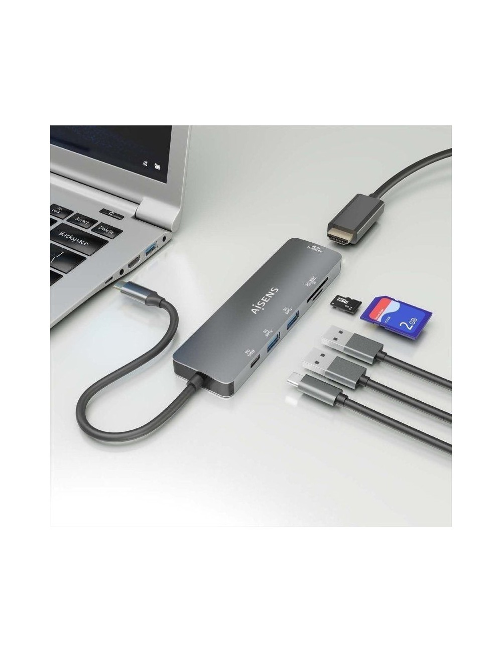 Docking USB Tipo-C Aisens ASUC-6P016-GR/ 1xHDMI 4K/ 2xUSB/ 1xLector Tarjetas/ 1xUSB Tipo-C PD/ Gris