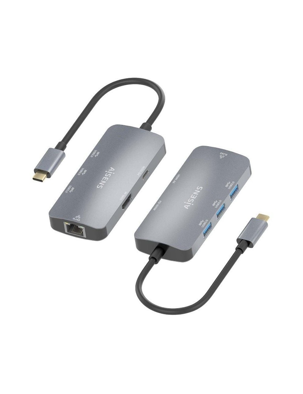 Docking USB Tipo-C Aisens ASUC-6P019-GR/ 1xHDMI 4K/ 3xUSB/ 1xRJ45/ 1xUSB Tipo-C PD/ Gris
