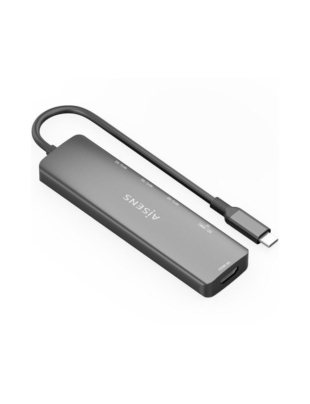 Docking USB Tipo-C Aisens ASUC-6P024-GR/ 1xHDMI 4K/ 3xUSB/ 1xLector Tarjetas/ Gris