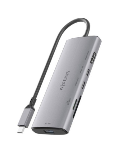 Docking USB Tipo-C Aisens ASUC-6P029-GR/ 1xHDMI 4K/ 1xUSB/ 2xUSB Tipo-C/ 1xLector de Tarjetas/ Gris