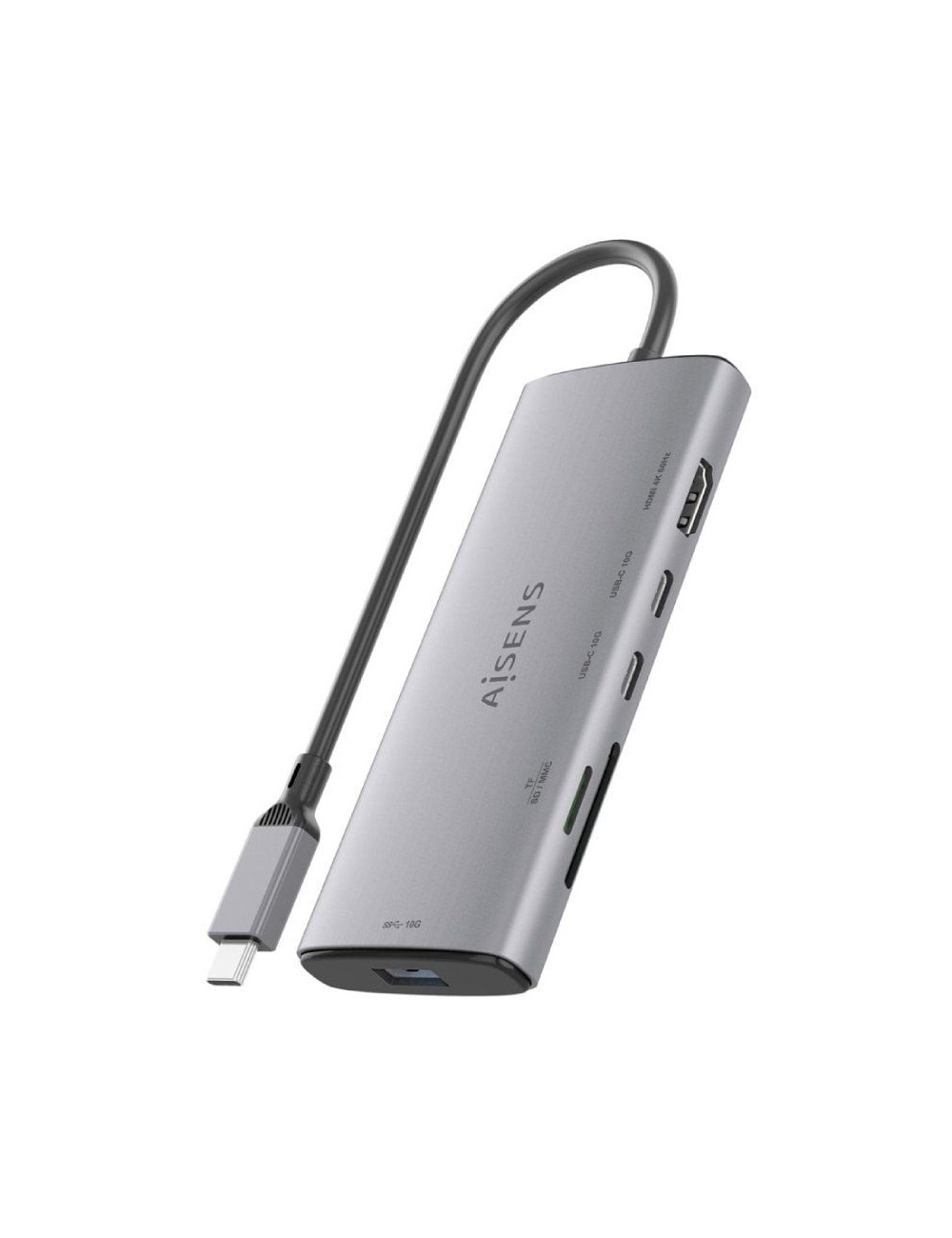 Docking USB Tipo-C Aisens ASUC-6P029-GR/ 1xHDMI 4K/ 1xUSB/ 2xUSB Tipo-C/ 1xLector de Tarjetas/ Gris