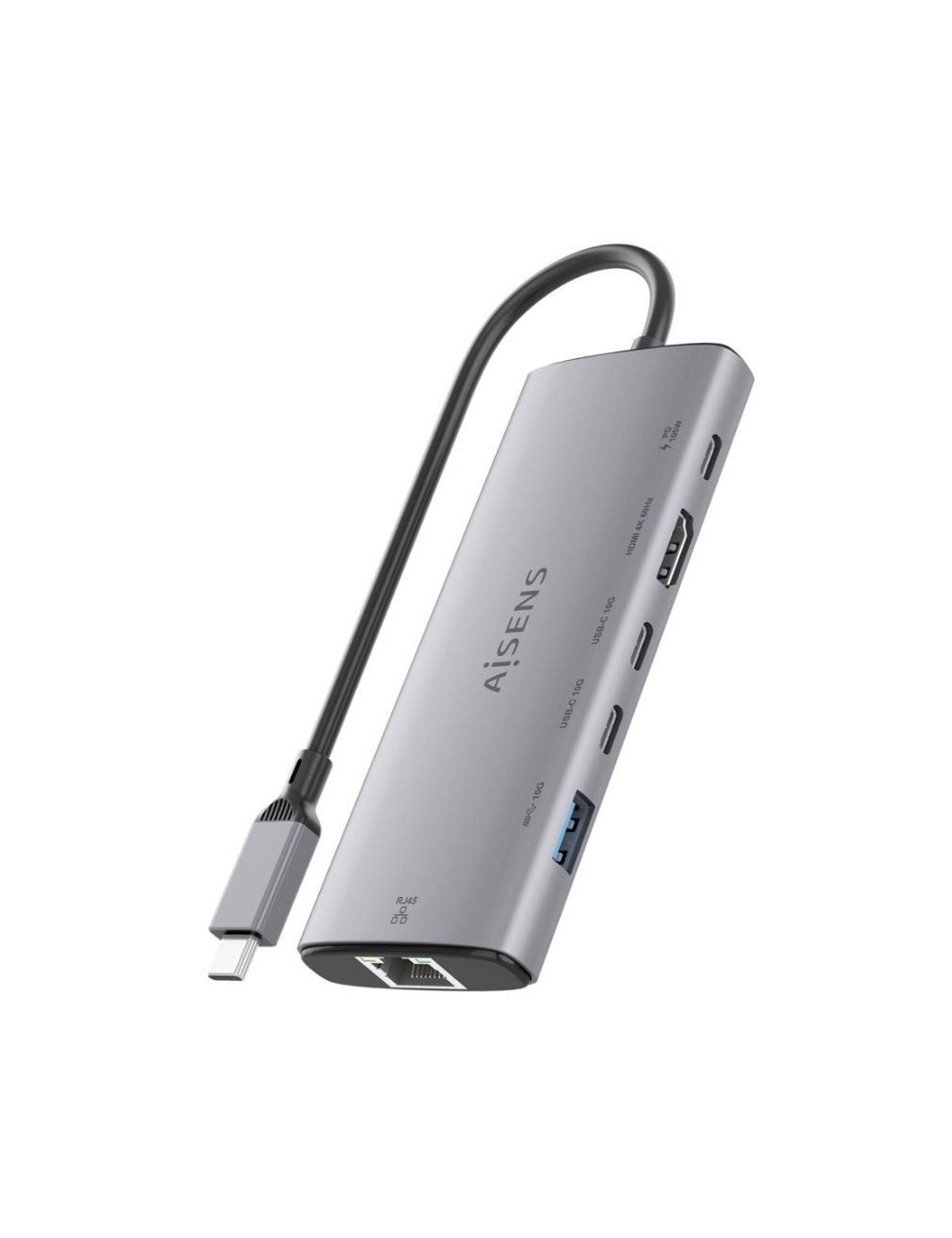 Docking USB Tipo-C Aisens ASUC-6P030-GR/ 1xHDMI 4K/ 1xUSB/ 2xUSB Tipo-C/ 1xRJ45/ 1xUSB Tipo-C PD/ Gris
