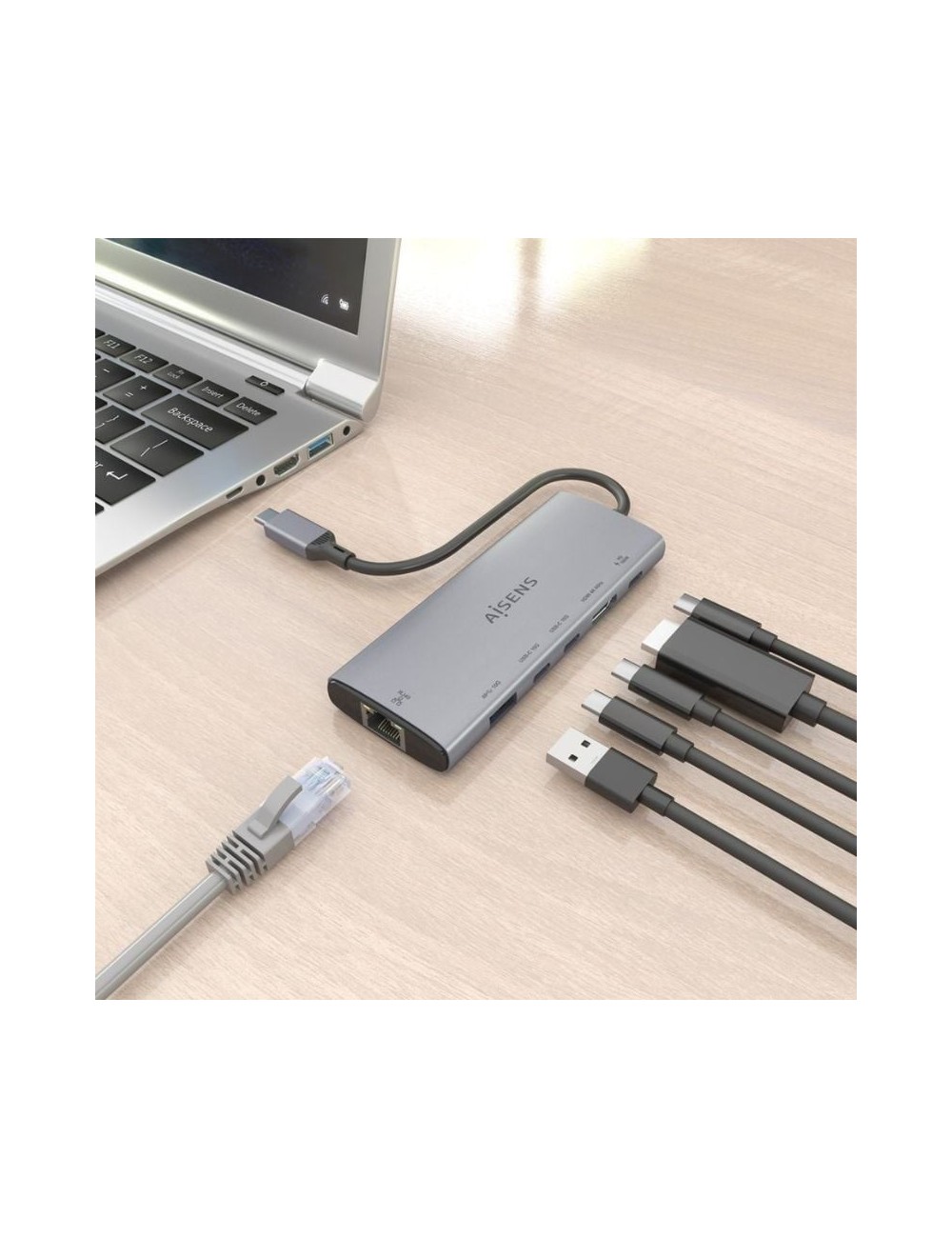 Docking USB Tipo-C Aisens ASUC-6P030-GR/ 1xHDMI 4K/ 1xUSB/ 2xUSB Tipo-C/ 1xRJ45/ 1xUSB Tipo-C PD/ Gris