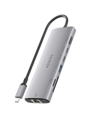 Docking USB Tipo-C Aisens ASUC-7P032-GR/ 1xHDMI 4K/ 1xUSB/ 2xUSB Tipo-C/ 1xRJ45/ 1xLector Tarjetas/ Gris
