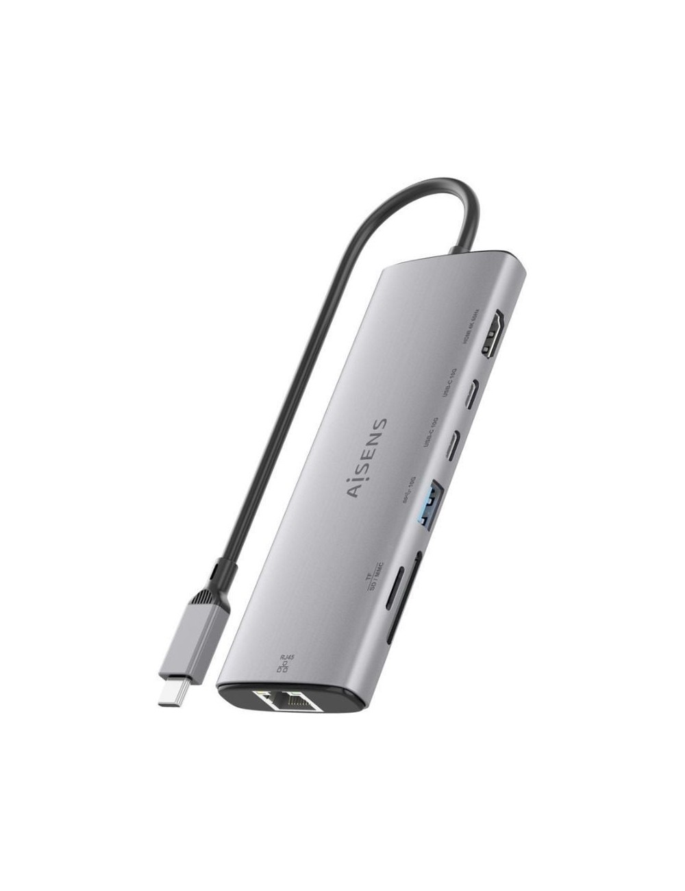 Docking USB Tipo-C Aisens ASUC-7P032-GR/ 1xHDMI 4K/ 1xUSB/ 2xUSB Tipo-C/ 1xRJ45/ 1xLector Tarjetas/ Gris