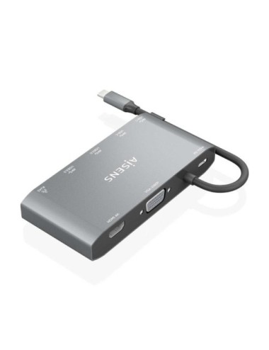 Docking USB Tipo-C Aisens ASUC-8P010-GR/ 1xHDMI 4K/ 1xVGA/ 2xUSB/ 1xRJ45/ 2xUSB Tipo-C/ 1xUSB Tipo-C PD/ Gris