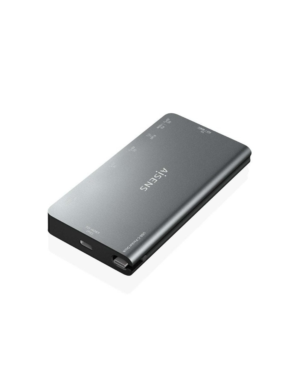 Docking USB Tipo-C Aisens ASUC-8P015-GR/ 1xHDMI 4K/ 3xUSB/ 1xRJ45/ 1xLector Tarjetas / 1xUSB Tipo-C/ Gris