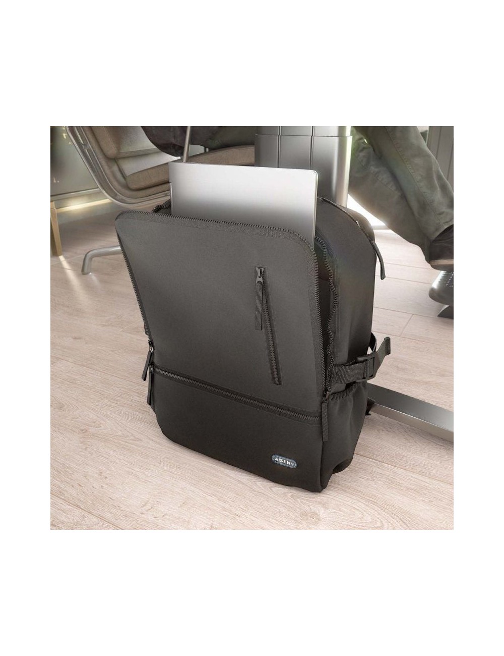 Mochila Aisens ASBG-BP086-BK para Portátiles hasta 15.6'/ Impermeable/ Negro