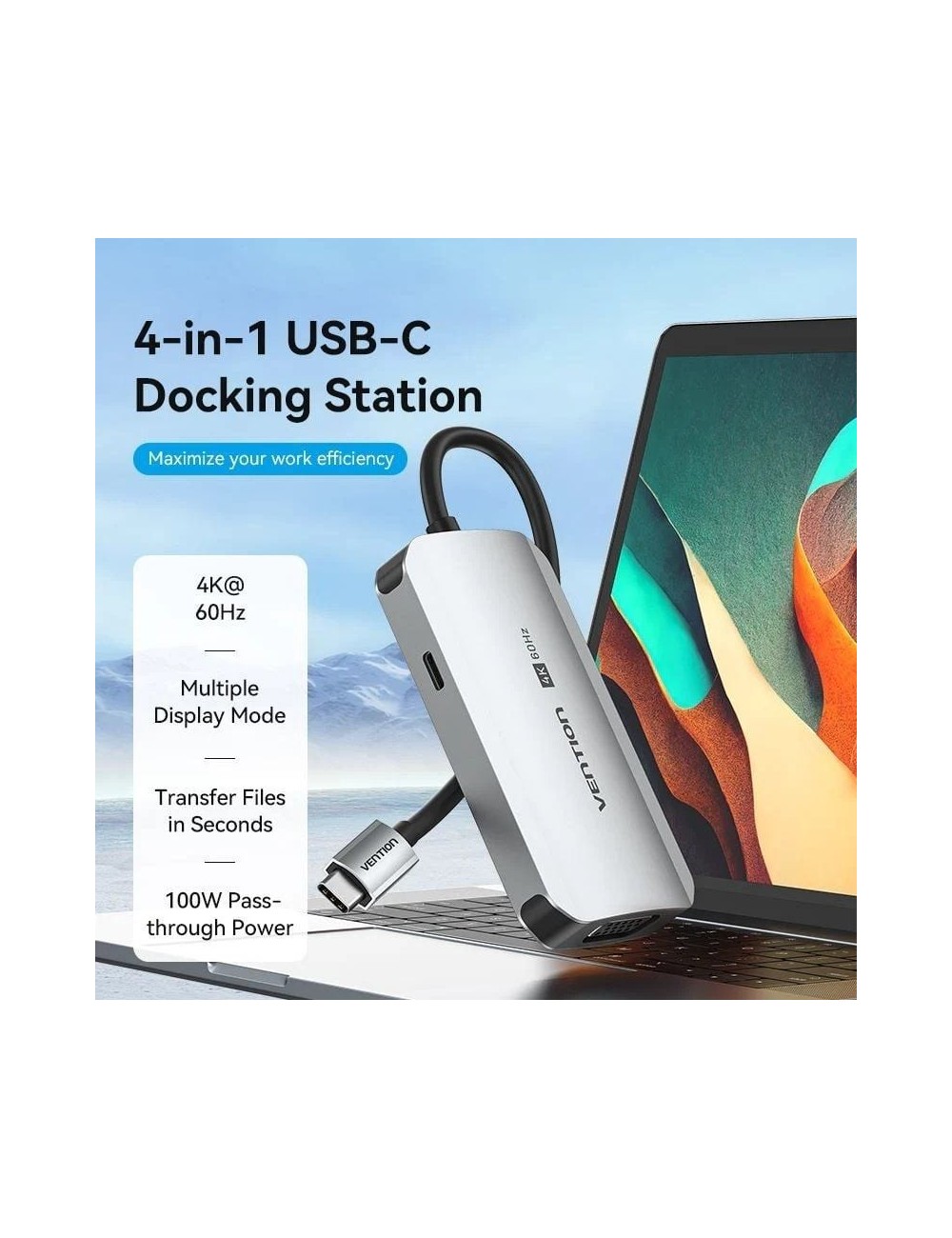 Docking USB Tipo-C Vention TQAHB/ 1xHDMI/ 1xUSB/ 1xVGA/ 1xUSB Tipo-C PD/ Gris