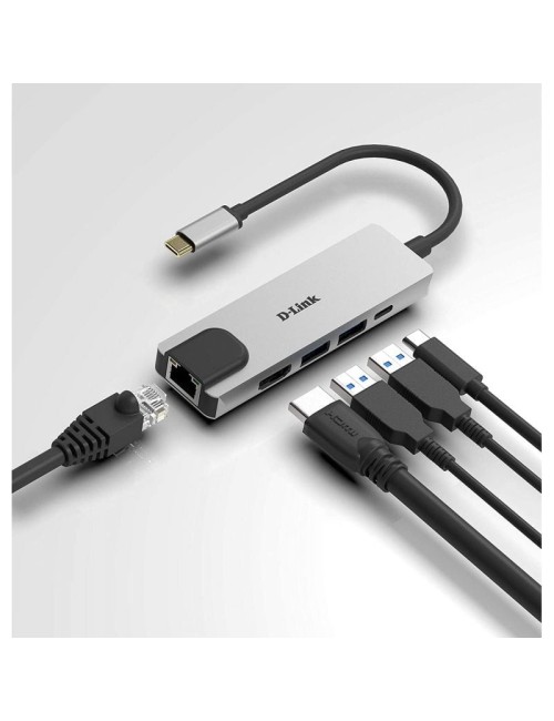 Docking USB Tipo-C D-Link DUB-M520/ 2xUSB/ 1xUSB Tipo-C/ 1xHDMI 4K/ 1xRJ45/ 1xThunderbolt/ Gris