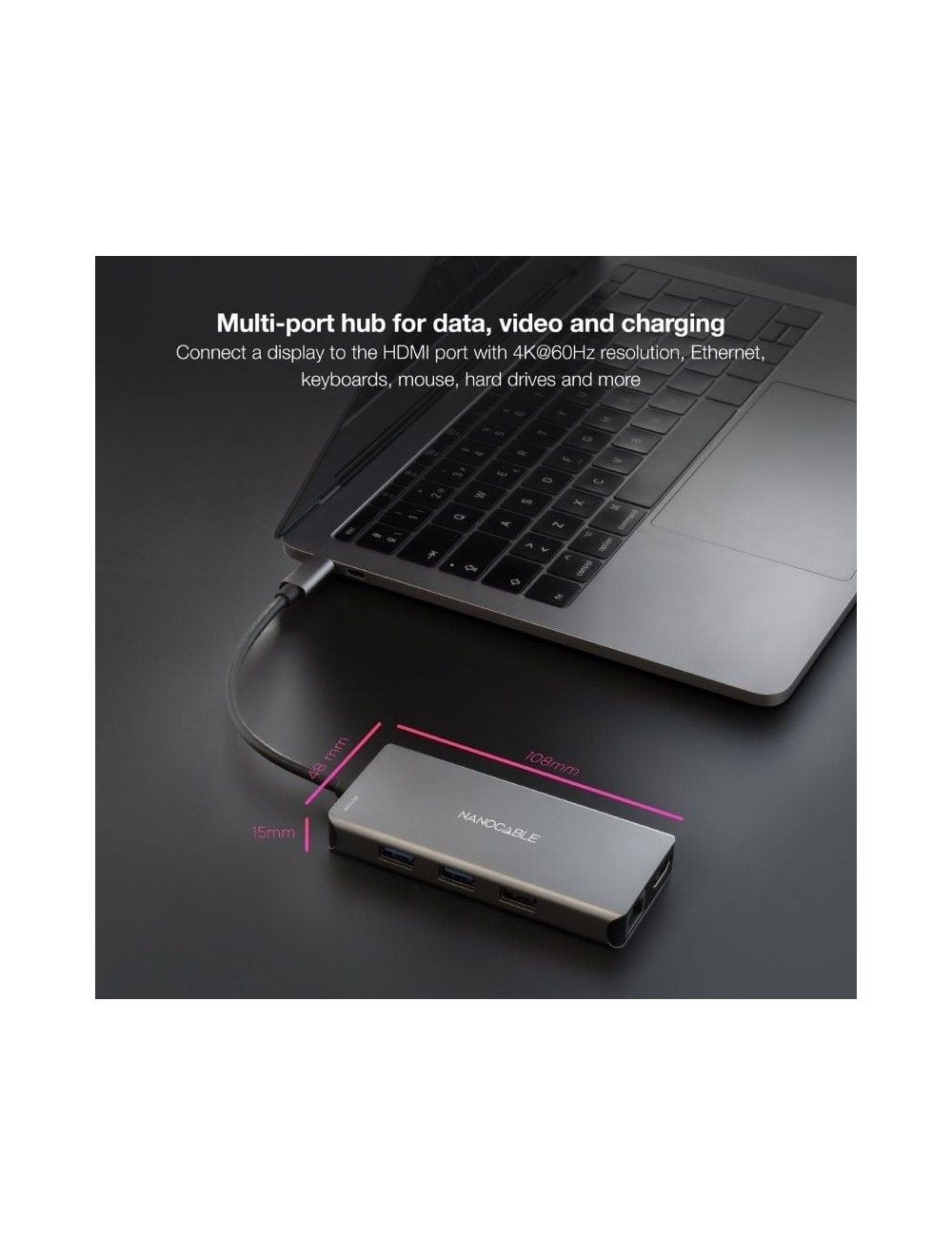 Docking Tipo-C Nanocable 10.16.1009/ 3xUSB/ 2xHDMI 4K/ 1xRJ45/ 1xLector tarjetas/ 1xUSB Tipo-C PD/ Gris