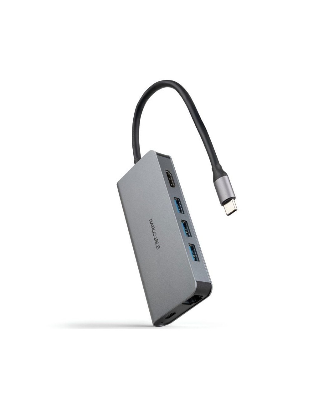 Docking Tipo-C Nanocable 10.16.4609/ 3xUSB/ 1xHDMI 4K/ 1xRJ45/ 1xLector tarjetas/ 1xUSB Tipo-C PD/ Gris