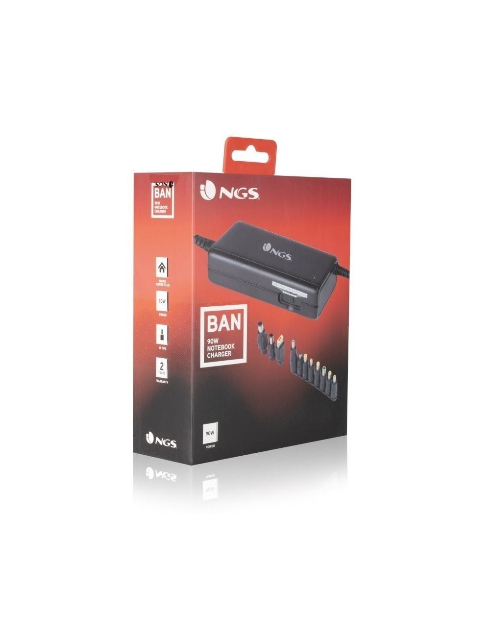 Cargador de Portátil NGS BAN/ 90W/ Manual/ 11 Conectores/ Voltaje 12-20V