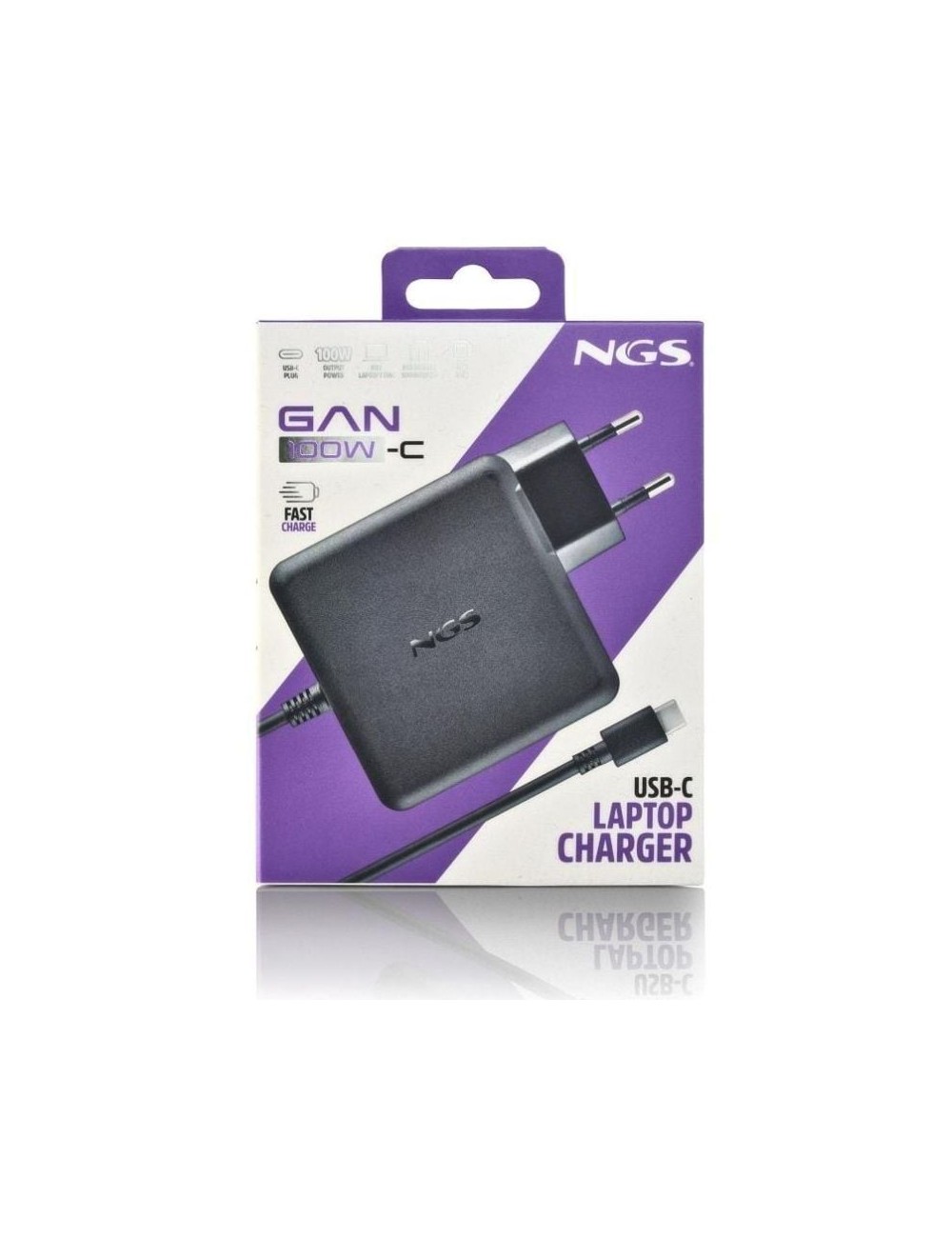 Cargador de Portátil GaN NGS GAN100W-C USB Tipo-C/ 100W/ Automático/ Voltaje 5-20V