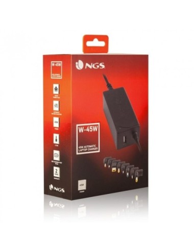 CARREGADOR UNIVERSAL DE PORTATIL NGS W-45W AUTOMATIC VOLTATGE 19-20V AMPERATGE 2.1-2.31A SORTIDA USB