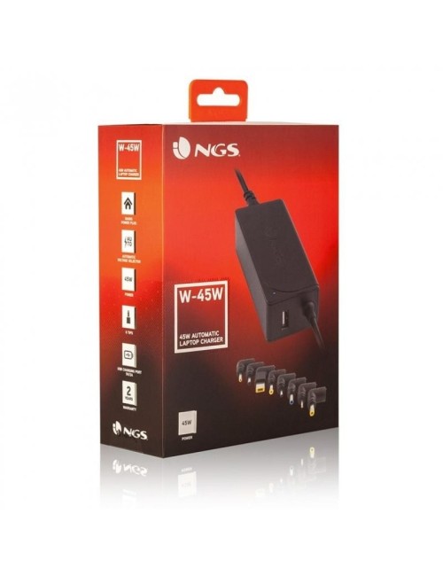 CARREGADOR UNIVERSAL DE PORTATIL NGS W-45W AUTOMATIC VOLTATGE 19-20V AMPERATGE 2.1-2.31A SORTIDA USB