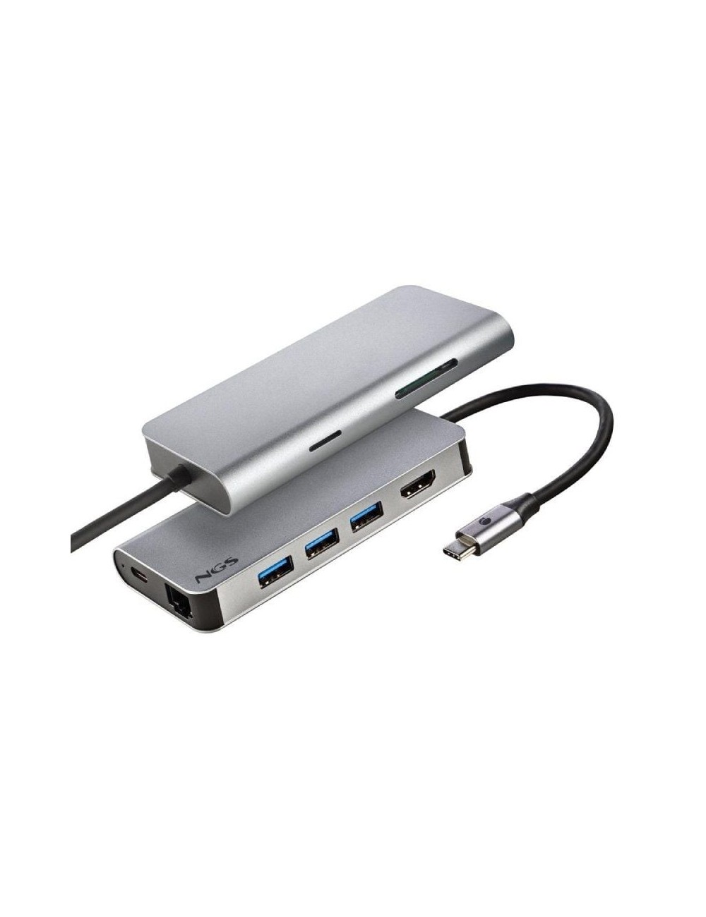 Docking USB Tipo-C NGS WonderDock8/ 3xUSB/ 1xUSB Tipo-C DP/ 1xHDMI 4K/ 1xRJ45/ 1xLector Tarjetas SD