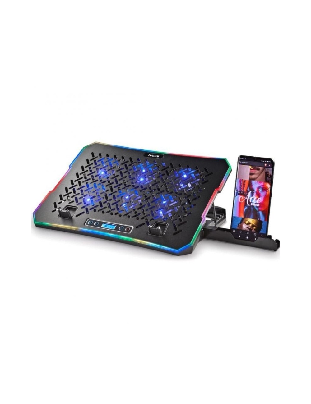 Soporte Refrigerante NGS Hero Stand para Portátiles hasta 15.6'/ Iluminación LED
