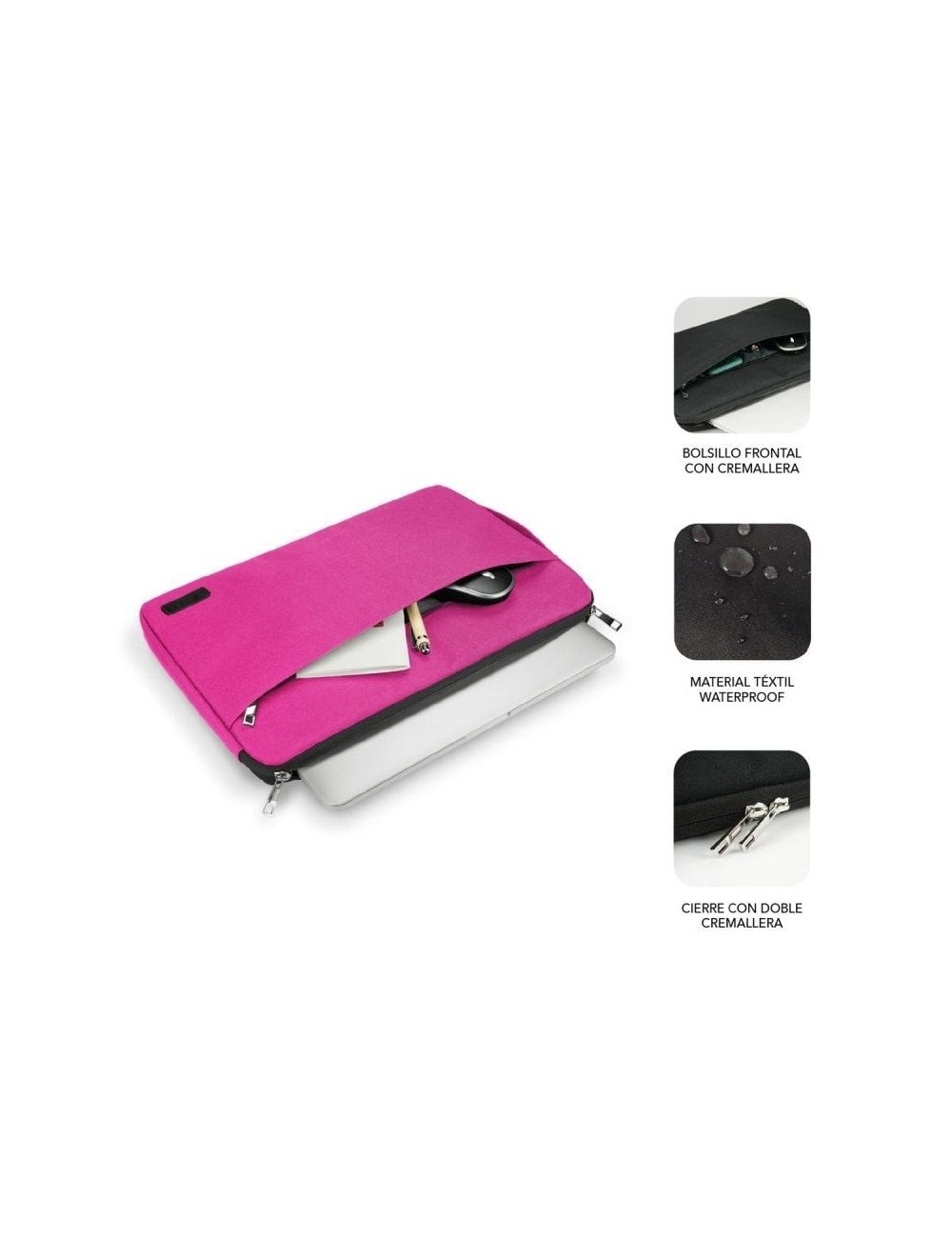 Funda Subblim Urban Laptop Sleeve para Portátiles hasta 14'/ Rosa