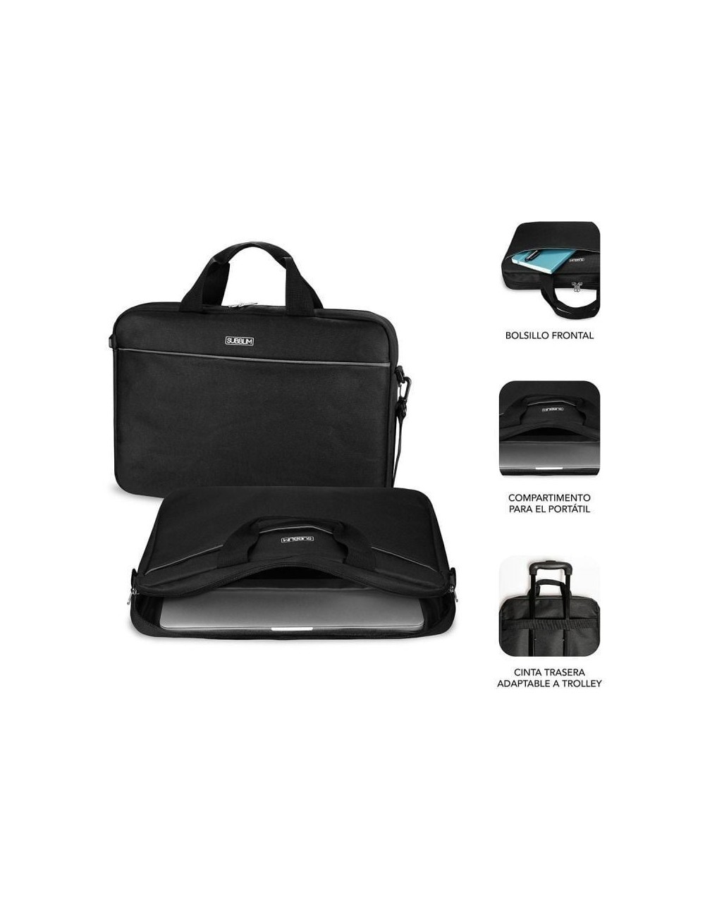 Maletín + Ratón Subblim Select Pack para Portátiles hasta 15.6'/ Cinta para Trolley/ Negro