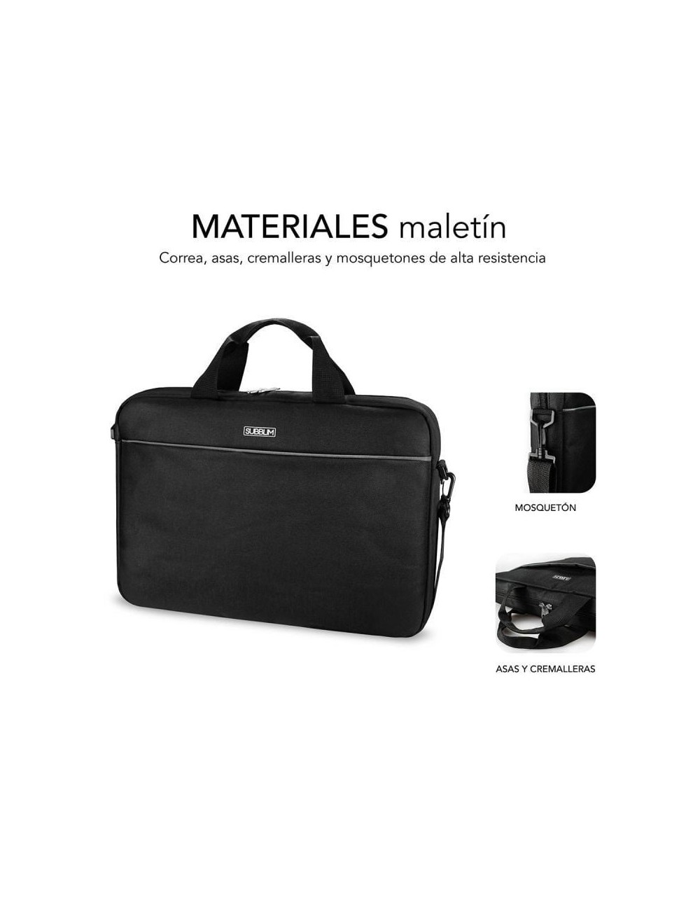 Maletín + Ratón Subblim Select Pack para Portátiles hasta 15.6'/ Cinta para Trolley/ Negro