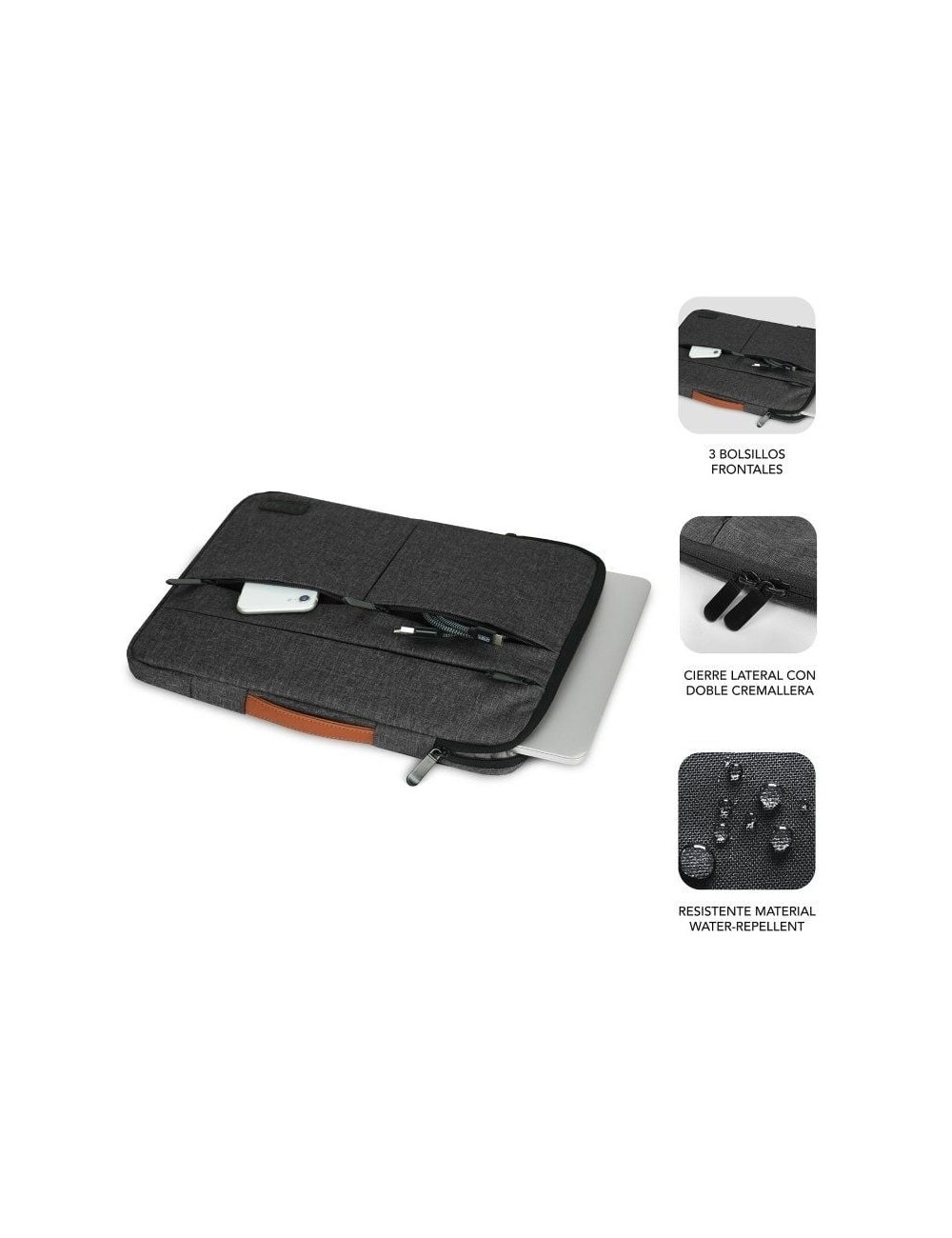 Funda Subblim Air Padding 360 Sleeve para Portátiles hasta 14'/ Gris Oscuro