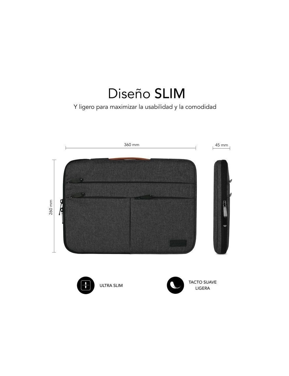 Funda Subblim Air Padding 360 Sleeve para Portátiles hasta 14'/ Gris Oscuro