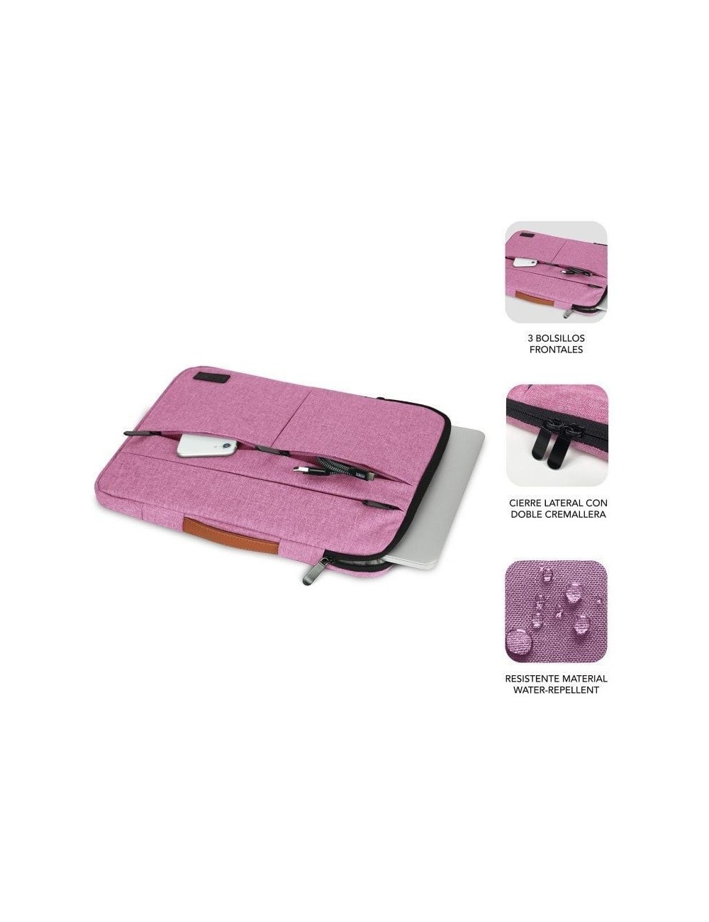 Funda Subblim Air Padding 360 Sleeve para Portátiles hasta 14'/ Rosa