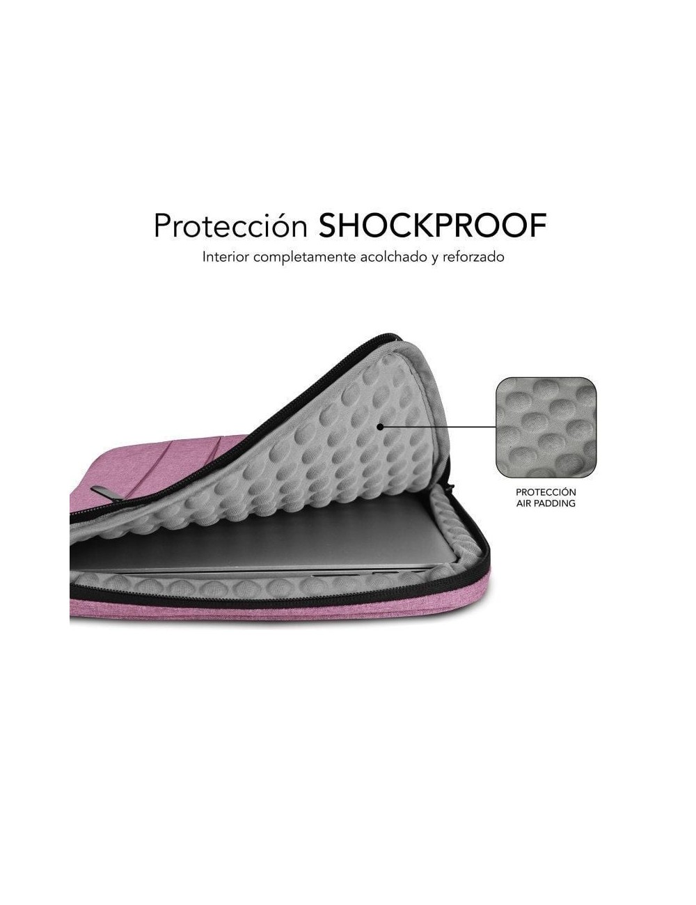 Funda Subblim Air Padding 360 Sleeve para Portátiles hasta 14'/ Rosa