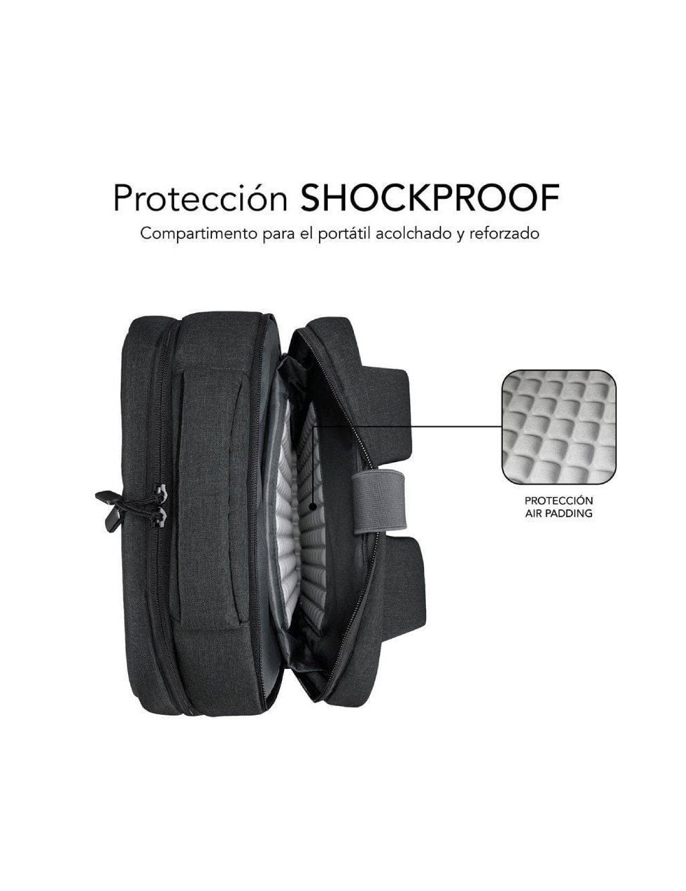 Mochila Subblim Traveller Airpadding Backpack para Portátiles hasta 15.6'/ Puerto USB/ Gris