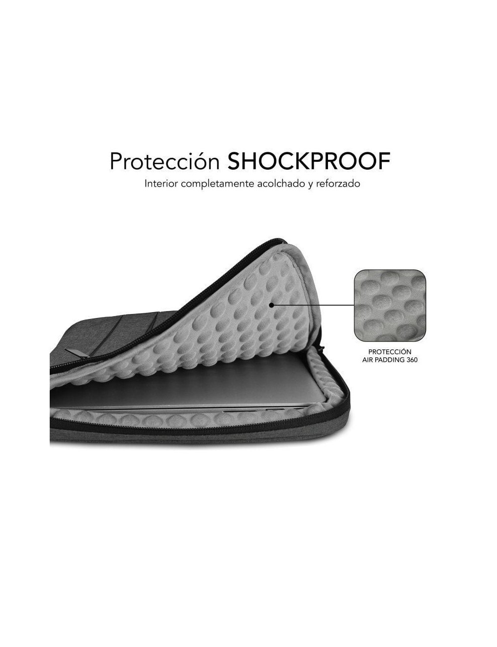 Funda Subblim Air Padding 360 Sleeve para Portátiles hasta 15.6'/ Gris Oscuro