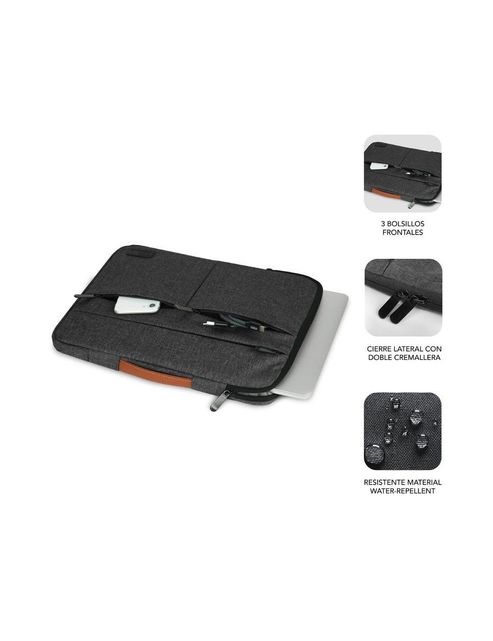 Funda Subblim Air Padding 360 Sleeve para Portátiles hasta 15.6'/ Gris Oscuro