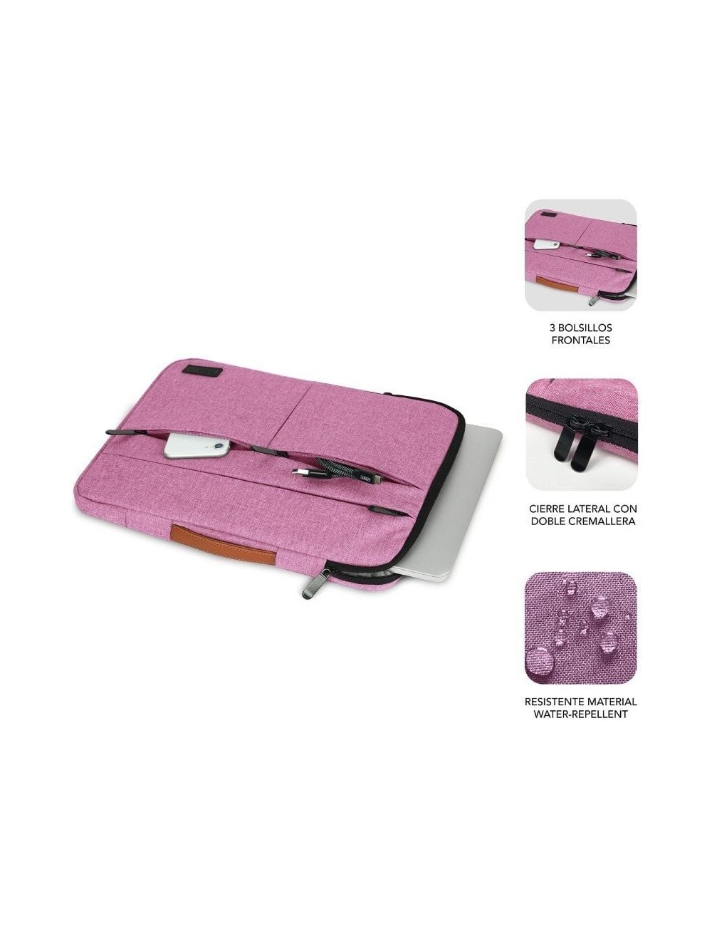 Funda Subblim Air Padding 360 Sleeve para Portátiles hasta 15.6'/ Rosa