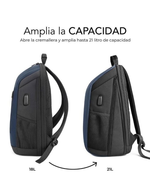 Mochila Subblim Xpand Air Padding Backpack para Portátiles hasta 15.6'/ 21L/ Puerto USB/ Azul