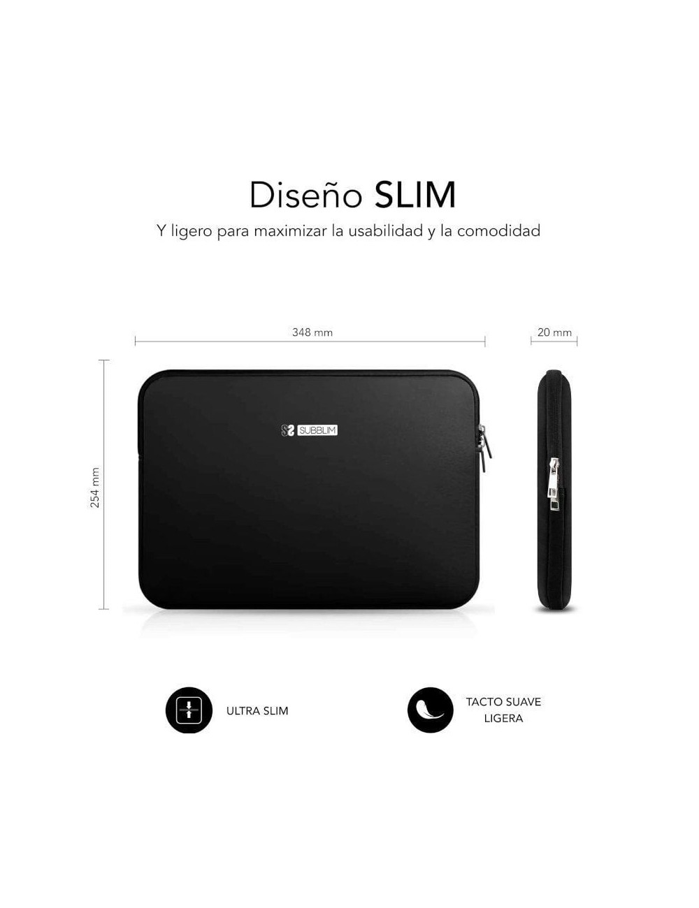 Funda Subblim Business Laptop Sleeve Neoprene para Portátiles 13.3'-14'/ Negra